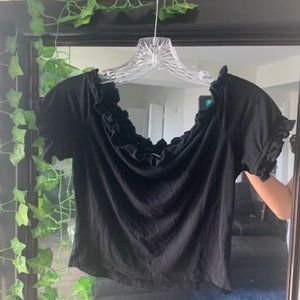 Off Shoulder Black Fitted Top, Size M